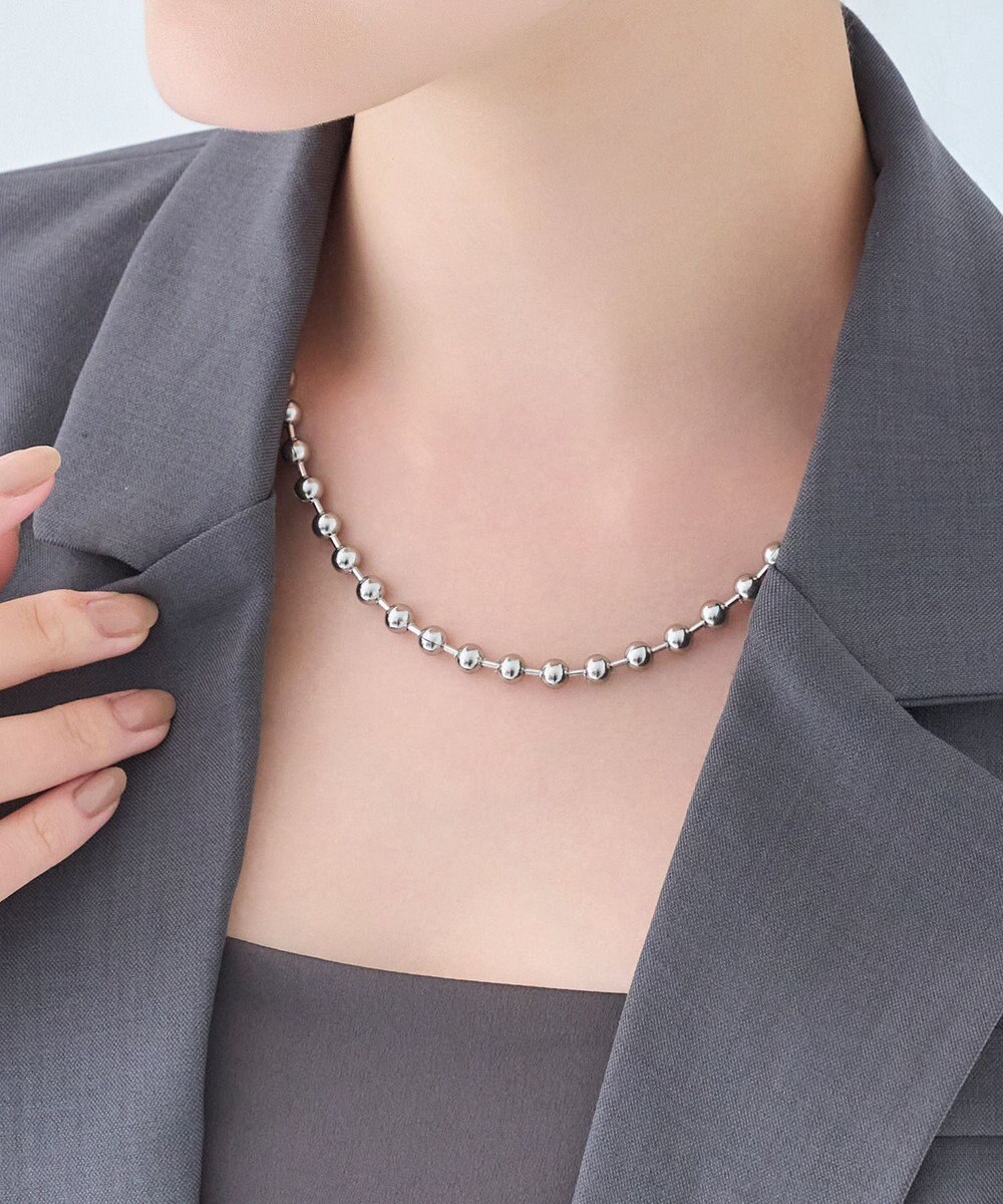 Phoebe 【金属アレルギー対応】ドットラインネックレス　シルバー/ステンレス 