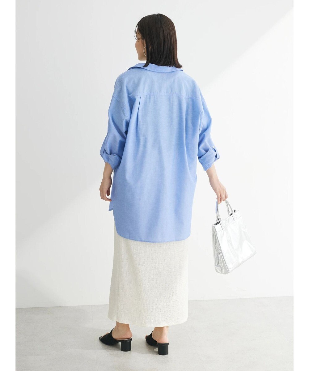 Green Parks 綿麻混タブ付オーバーサイズシャツチュニック 