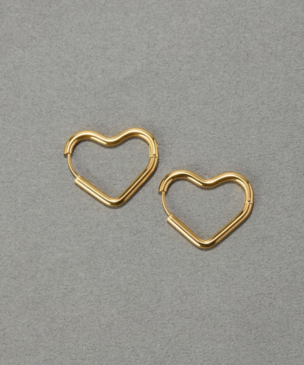 Phoebe 【金属アレルギー対応】グロウハートフープワンタッチピアス　ゴールド/ステンレス 