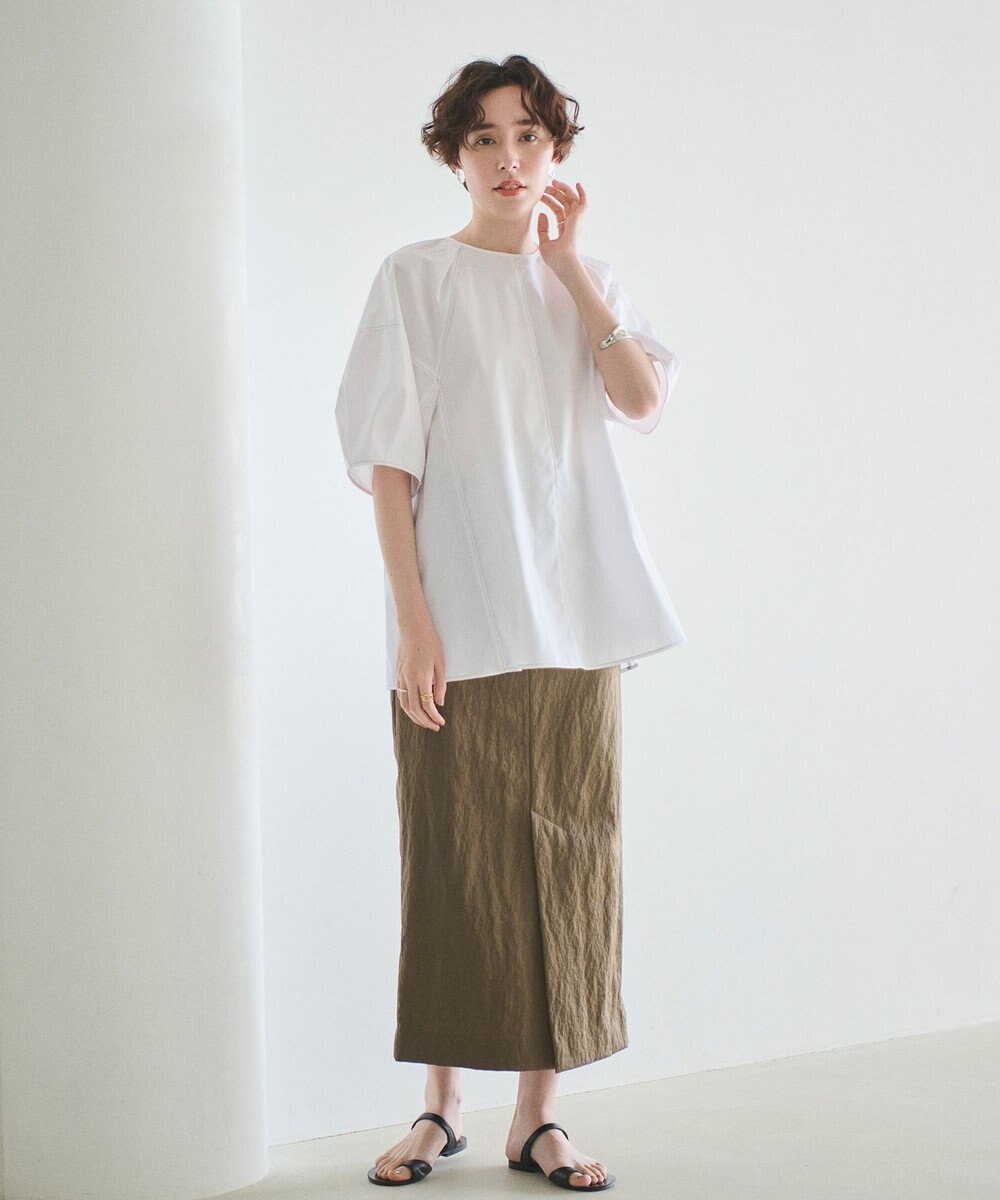 #Newans 【イージーケア】ラグランスリーブステッチブラウス 