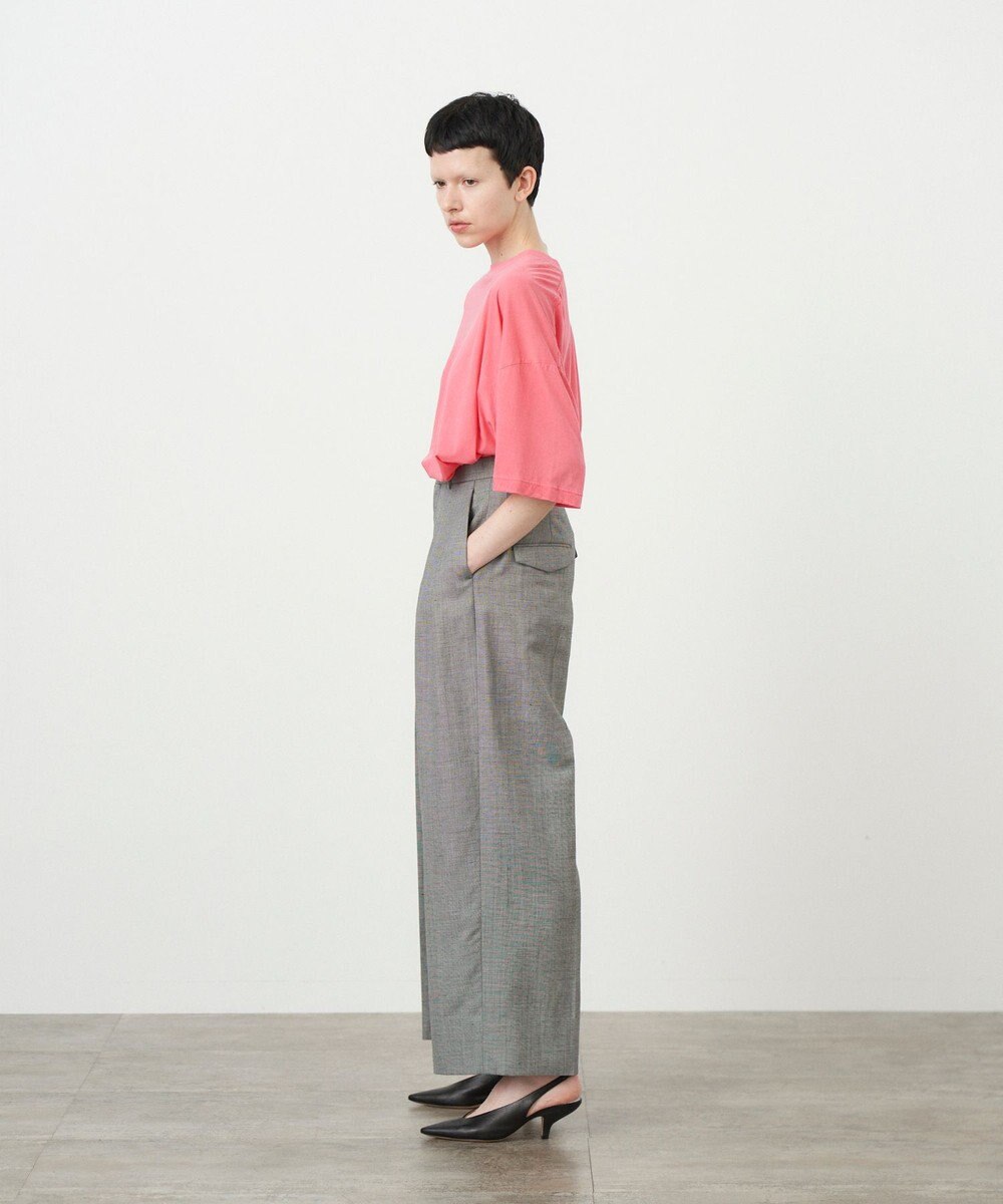 ATON WOOL LINEN SHARKSKIN | ワイドパンツ 