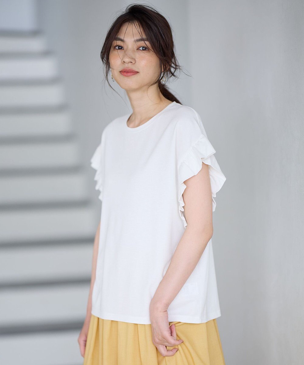 ANY ストレッチピケフリルTシャツ 