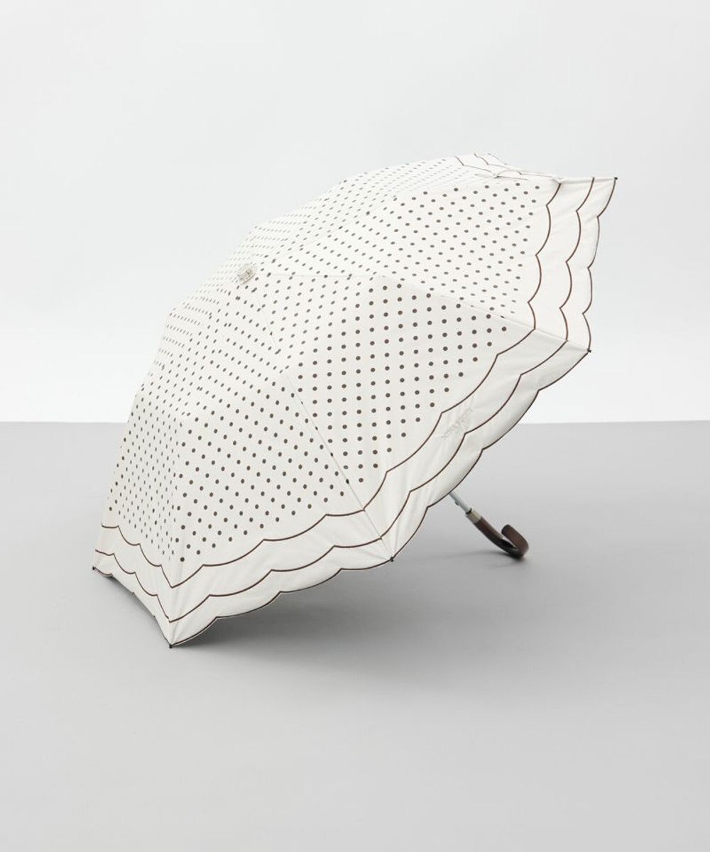 AURORA 【 NINA RICCI（ニナリッチ）】水玉プリント＆ビックスカラップ刺しゅう（折りたたみ傘） 