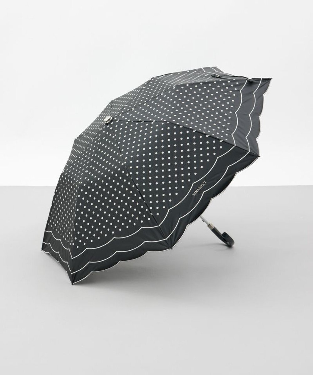 AURORA 【 NINA RICCI（ニナリッチ）】水玉プリント＆ビックスカラップ刺しゅう（折りたたみ傘） 