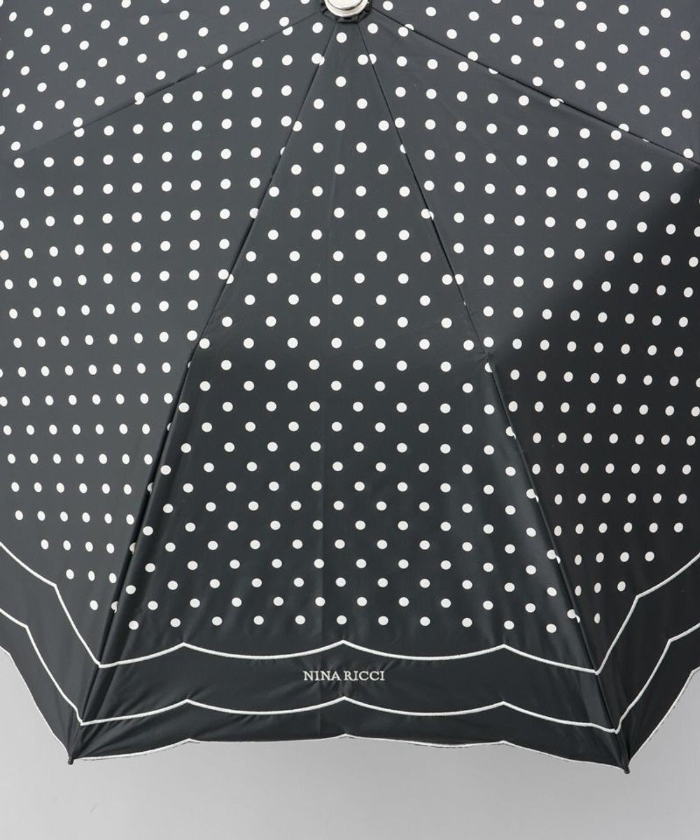 AURORA 【 NINA RICCI（ニナリッチ）】水玉プリント＆ビックスカラップ刺しゅう（折りたたみ傘） 