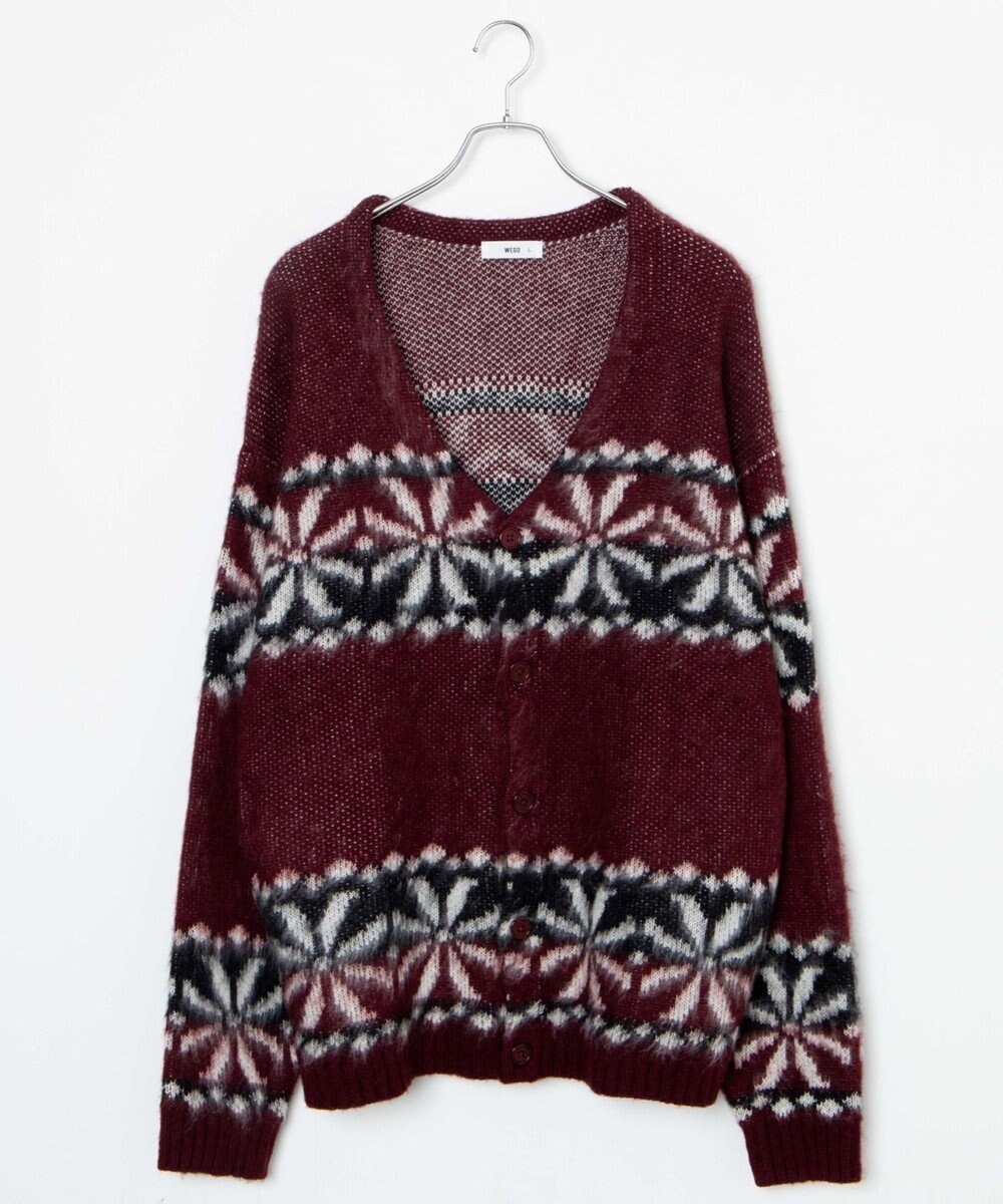 WEGO モヘアライク総柄BIGカーディガン 