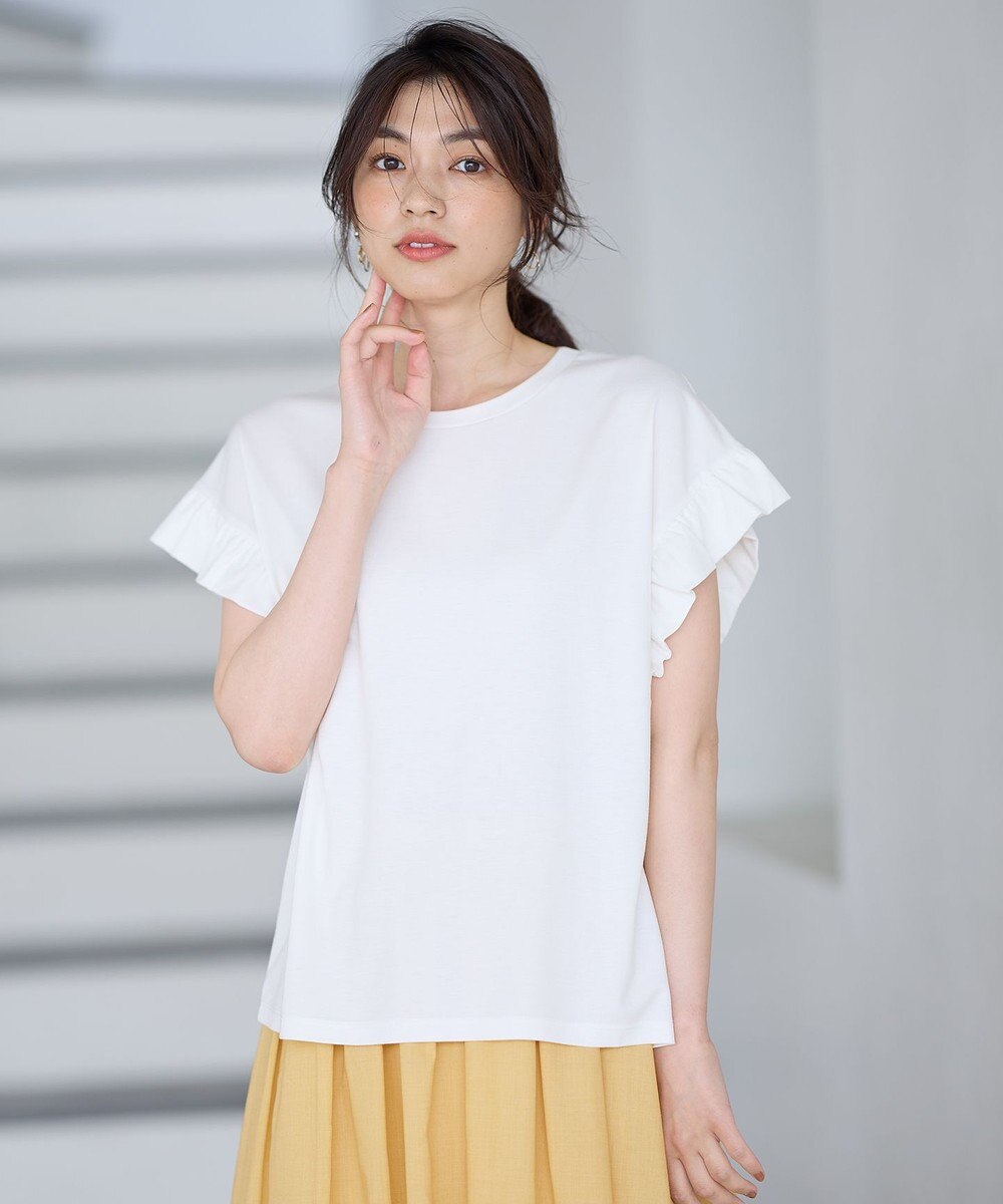 ANY ストレッチピケフリルTシャツ 