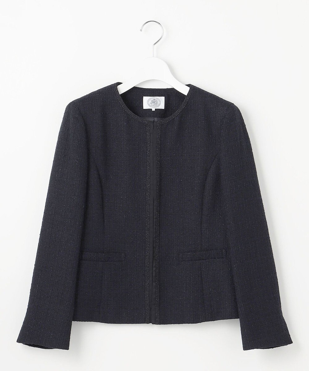 J.PRESS LADIES 【セットアップ対応】ファンシーツイード ノーカラー ジャケット 