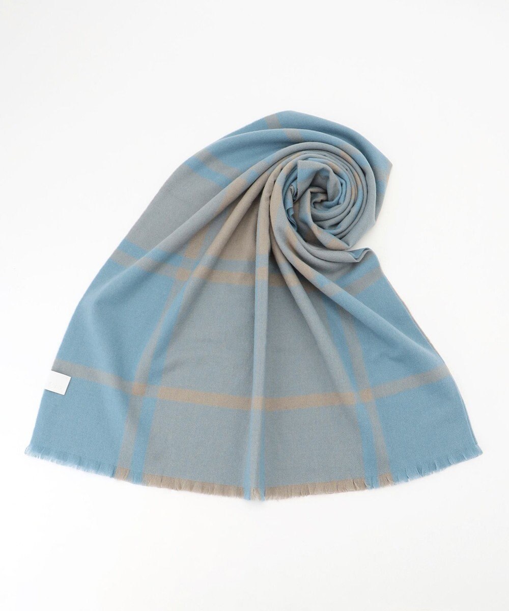 自由区 バイカラーチェック ストール 
