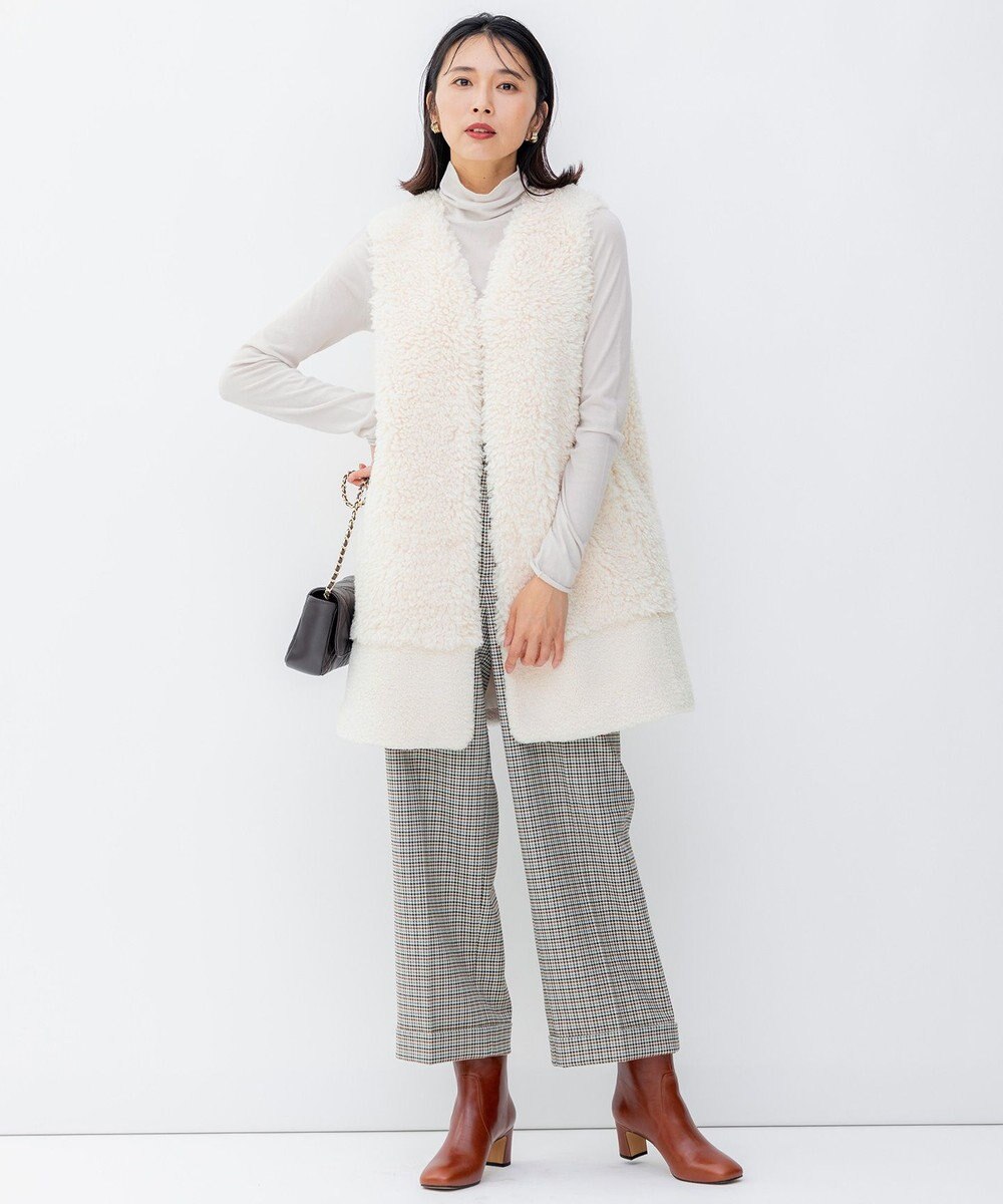 23区 L 【洗える】ガンクラブチェックストレッチ アンクル パンツ 