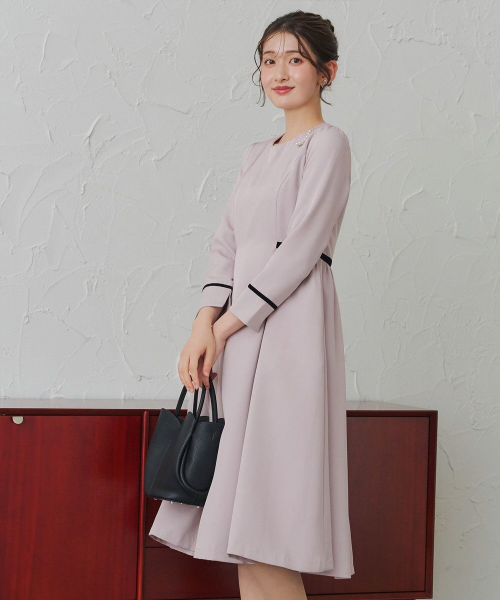 Tiaclasse 【安田美沙子さん着用・新色追加・洗える】ベロアラインフレアワンピース 