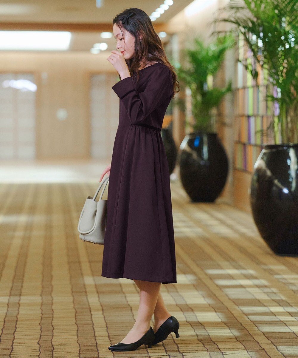 Tiaclasse 【安田美沙子さん着用・新色追加・洗える】ベロアラインフレアワンピース 