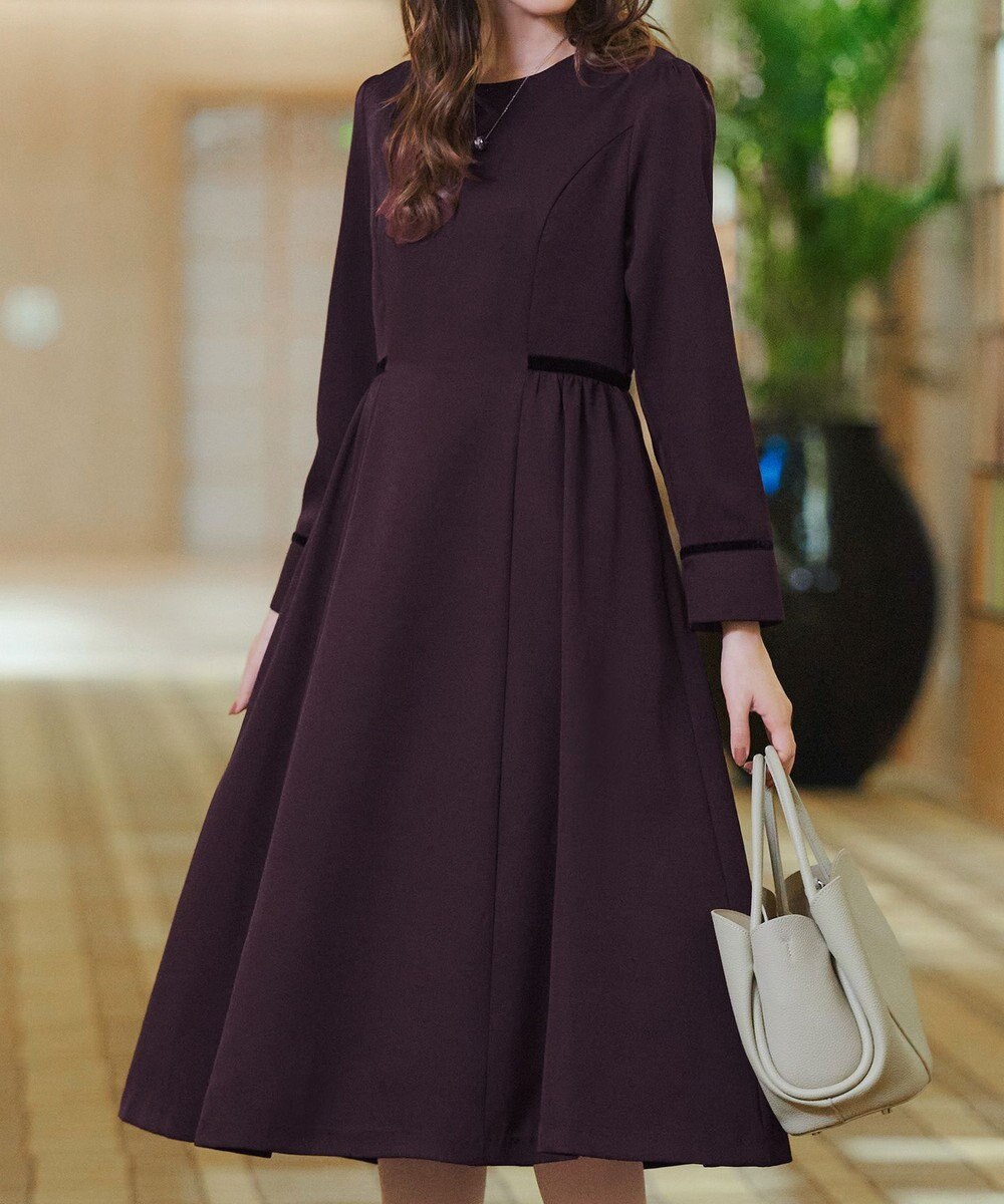 Tiaclasse 【安田美沙子さん着用・新色追加・洗える】ベロアラインフレアワンピース 