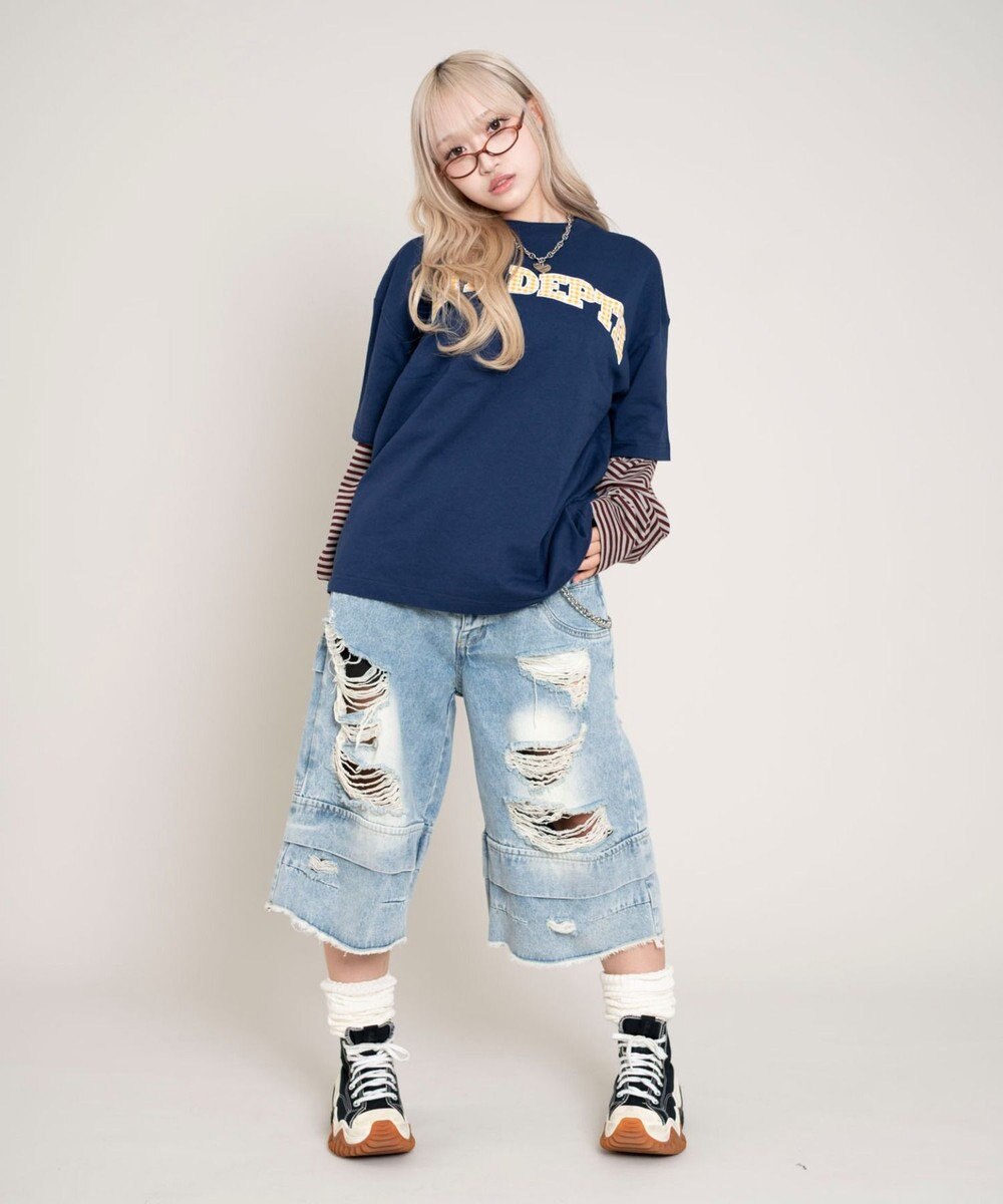 WEGO 【ユニセックス着用ITEM/MLサイズ展開】チェックカレッジグラフィックT（SS） 