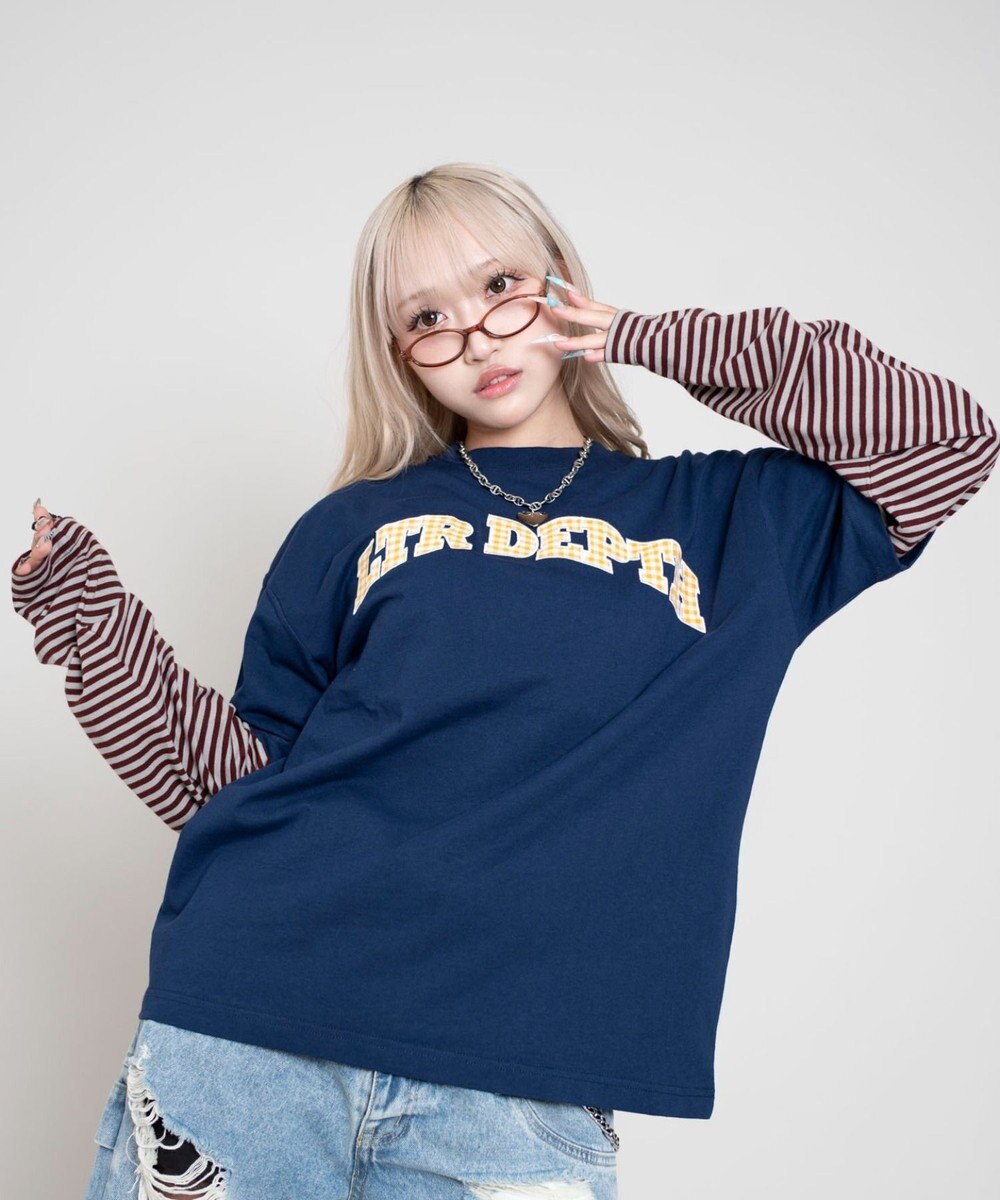 WEGO 【ユニセックス着用ITEM/MLサイズ展開】チェックカレッジグラフィックT（SS） 