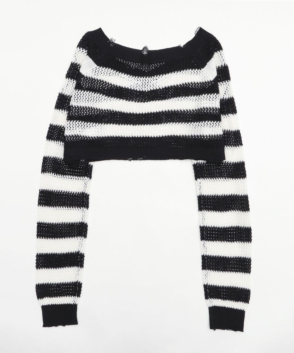 WEGO ダメージボーダーショートニット 