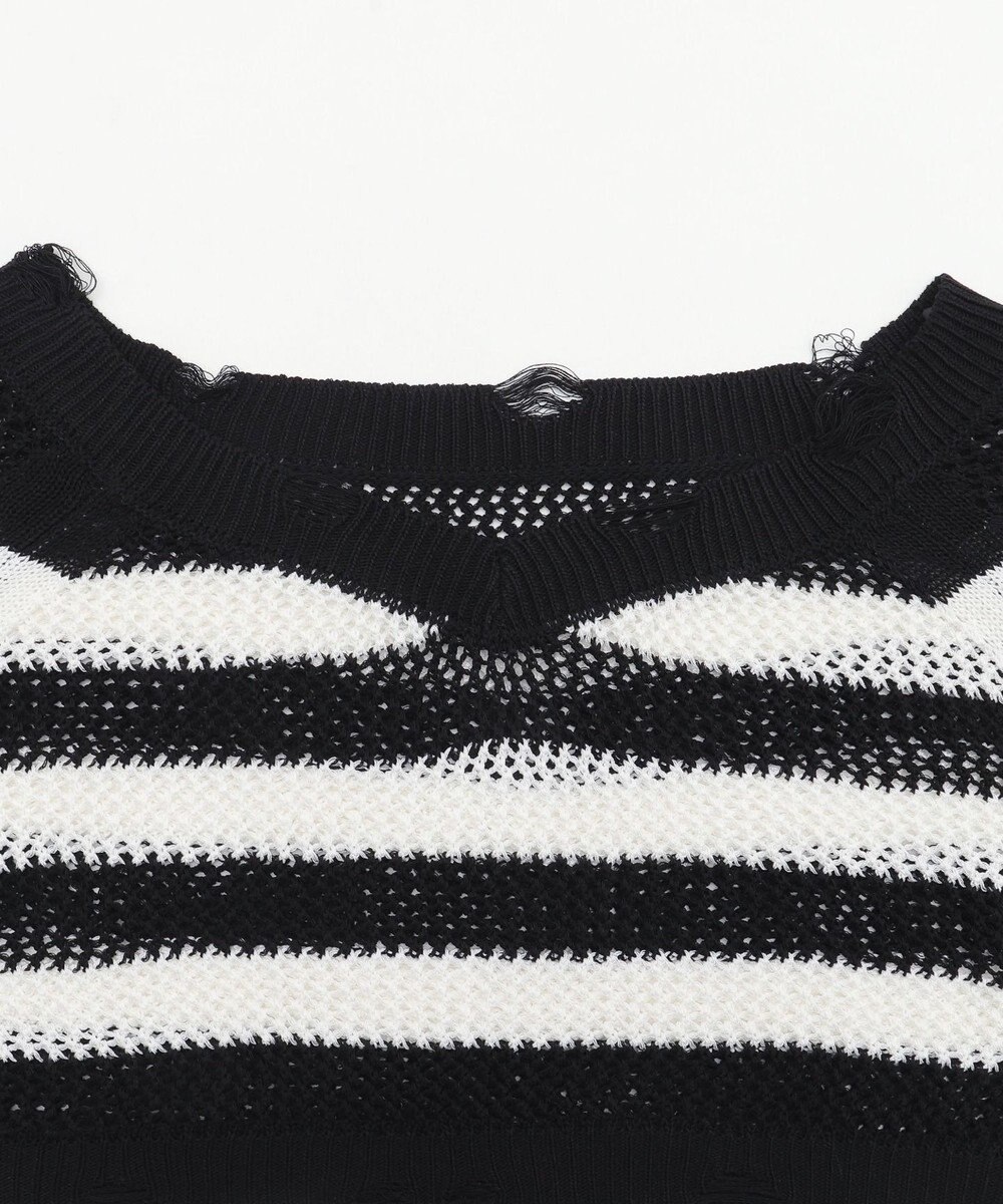 WEGO ダメージボーダーショートニット 