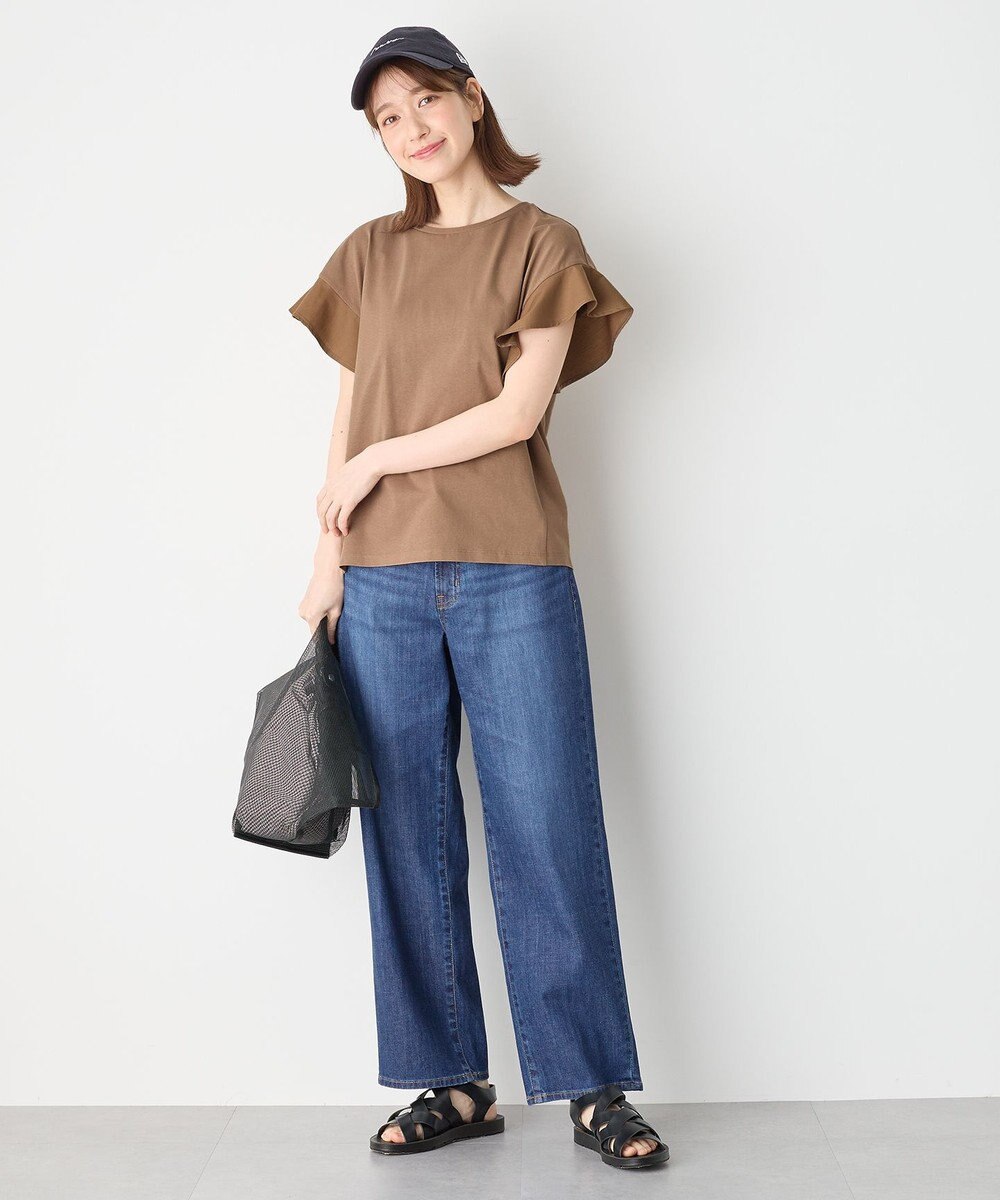 ANY 異素材コンビフリルスリーブプルオーバー 