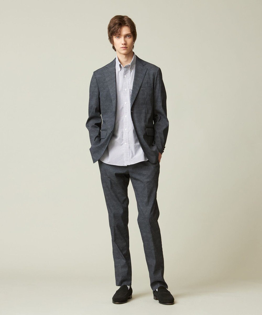 J.PRESS MEN 【クールマックス】サッカーストライプ／マイクロギンガムチェック シャツ/B.D 