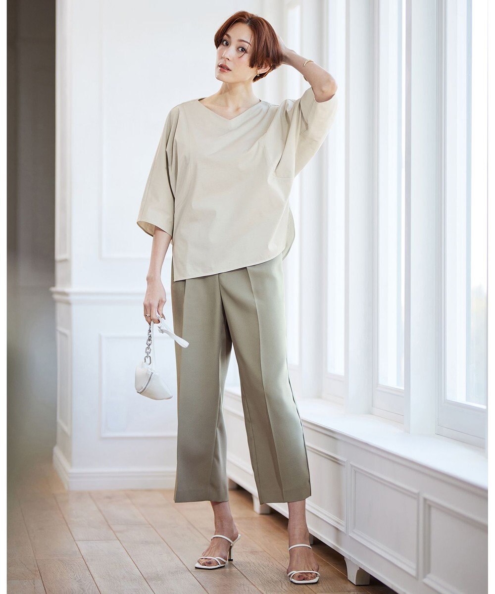 ICB 【洗える】 ブラウスライクジャージー ドルマンスリーブカットソー 