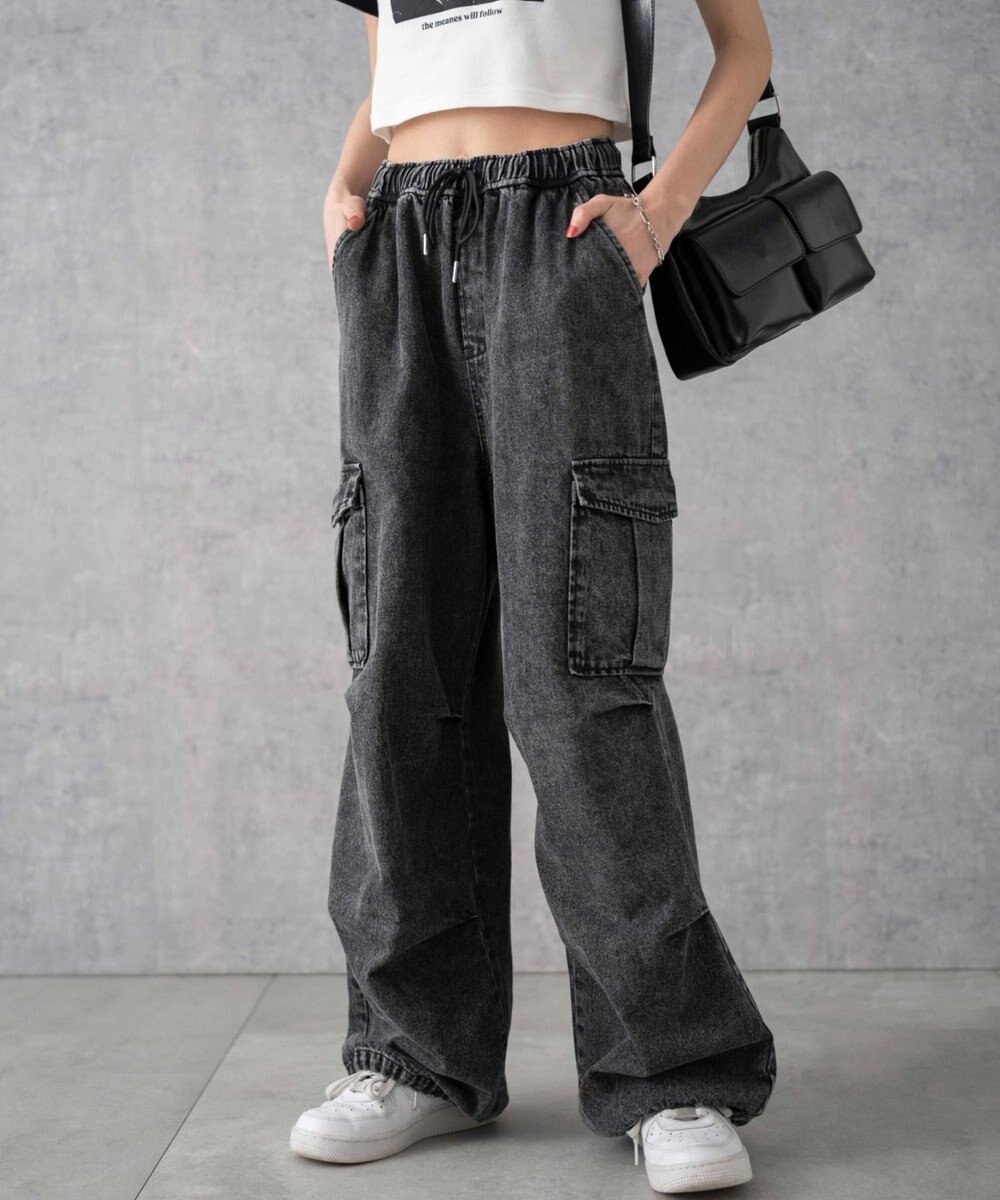 WEGO デニムパラシュートカーゴパンツ 