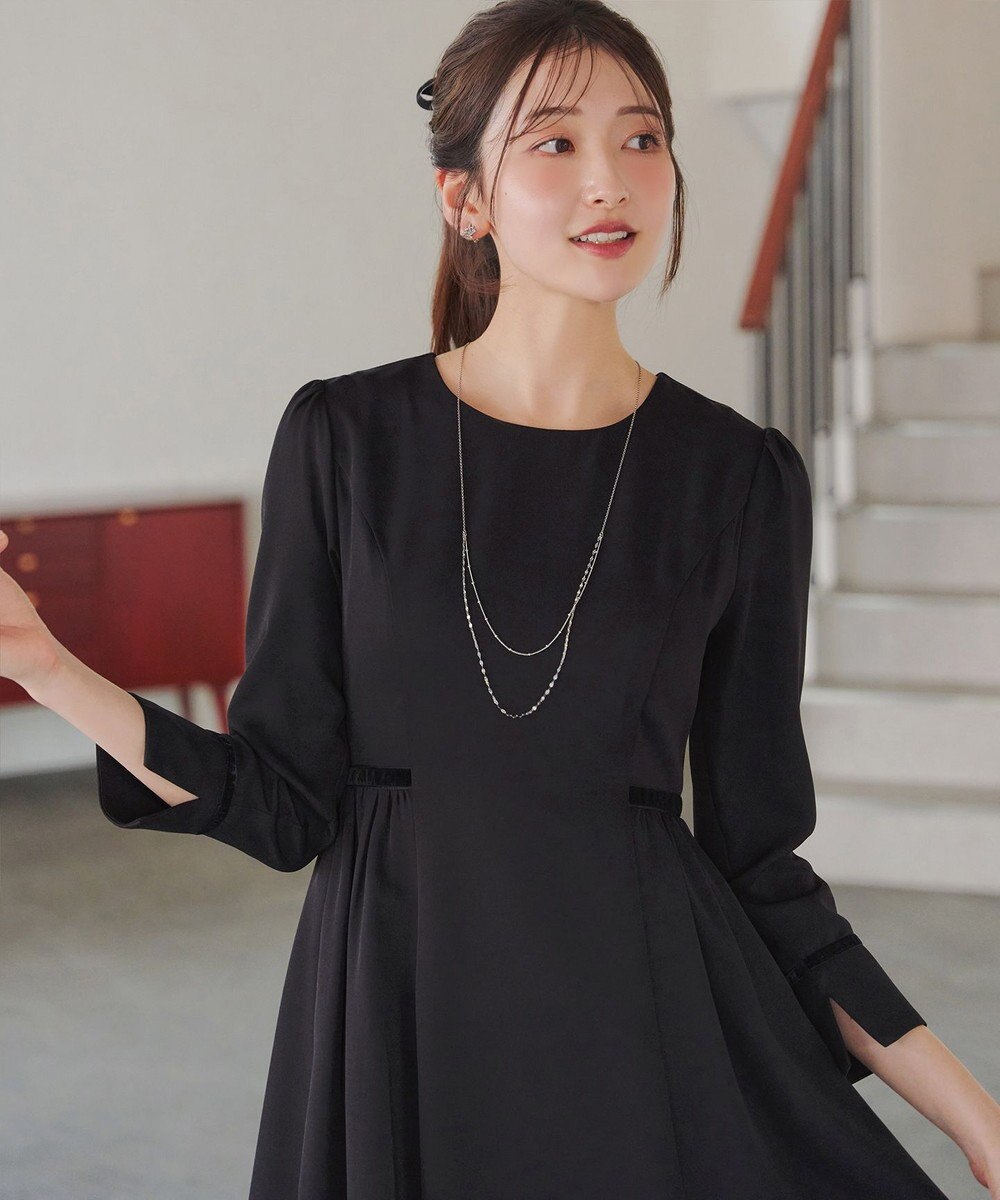 Tiaclasse 【安田美沙子さん着用・新色追加・洗える】ベロアラインフレアワンピース 