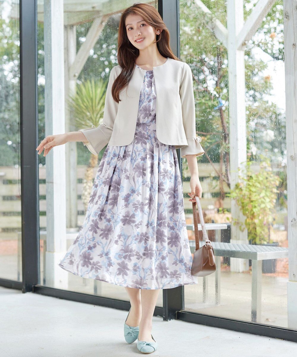 Tiaclasse 大花柄シフォンワンピース 