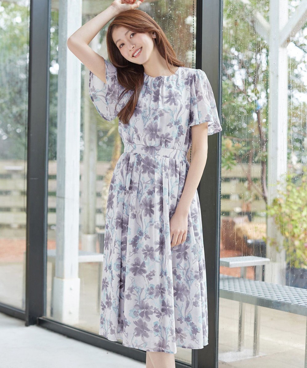 Tiaclasse 大花柄シフォンワンピース 