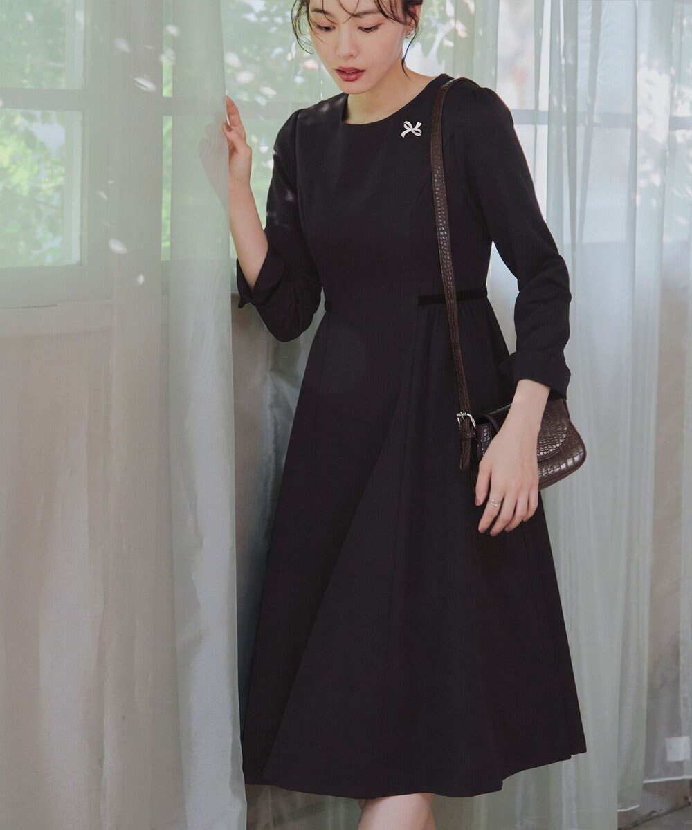 Tiaclasse 【安田美沙子さん着用・新色追加・洗える】ベロアラインフレアワンピース 