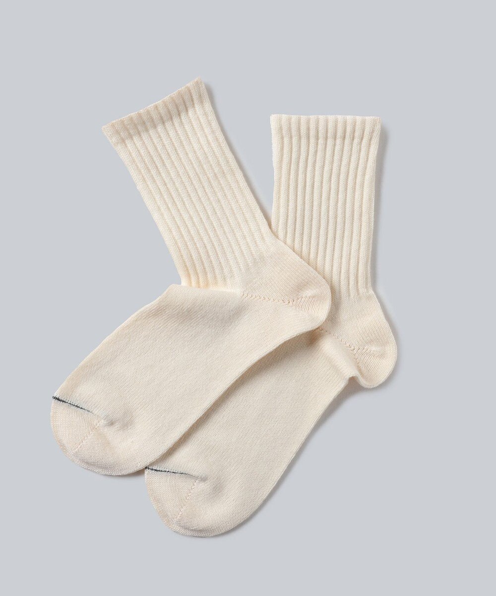 WHITE MAILS WOOL MIX PAPER WIDE RIB SOCKS ソックス 