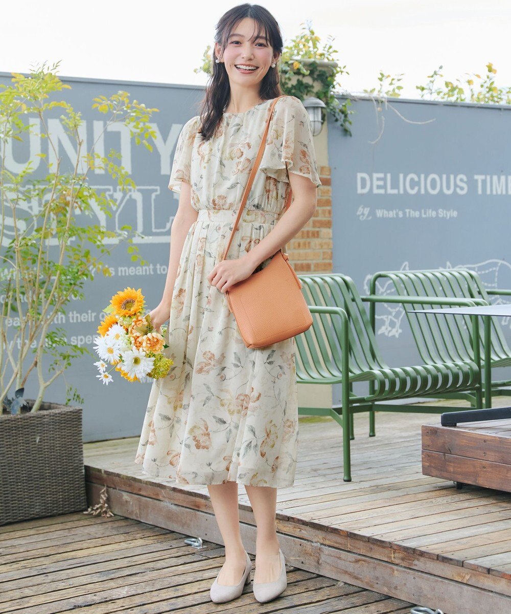 Tiaclasse 大花柄シフォンワンピース 