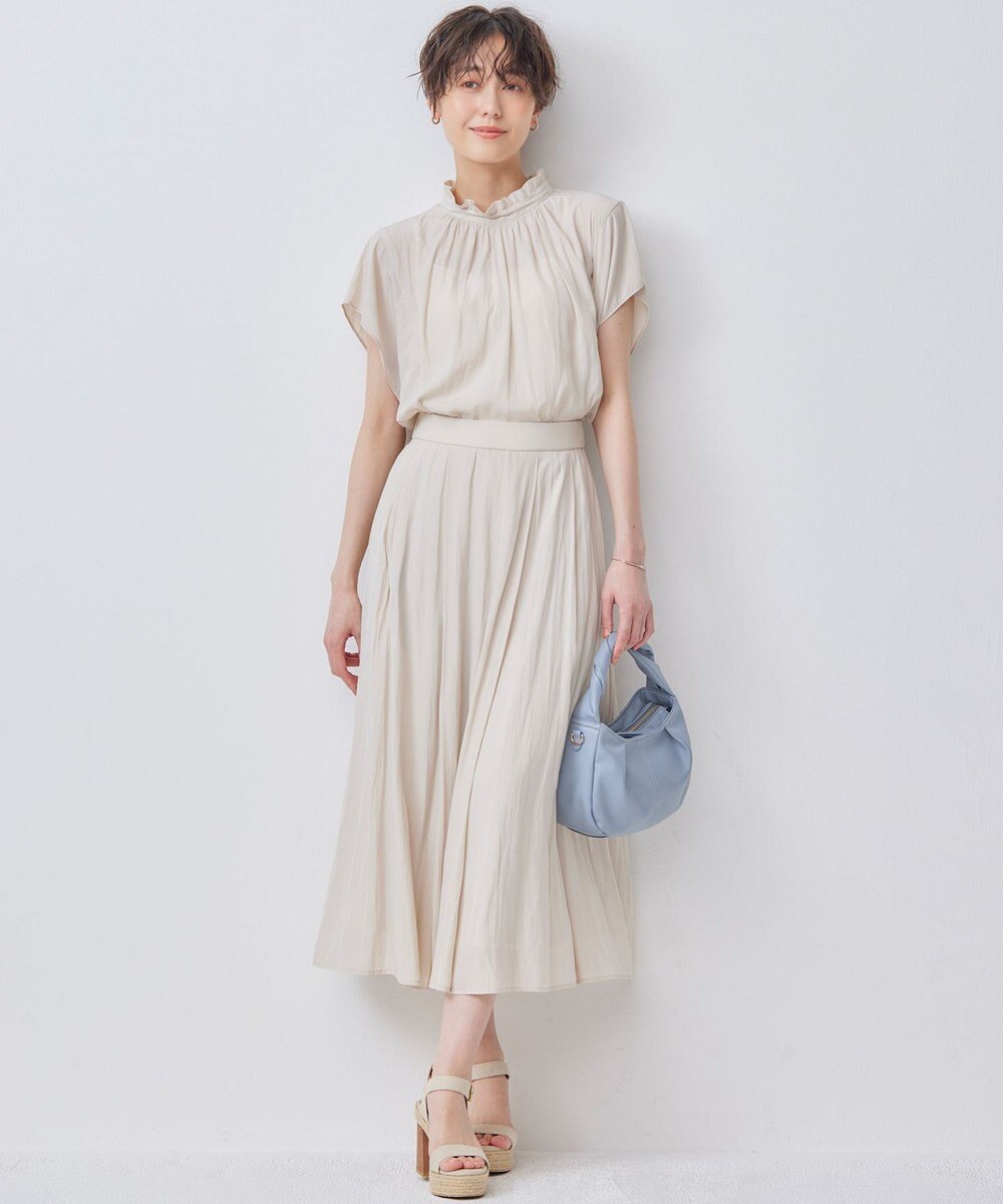 組曲 【WEB限定】ギャザーライトデシン タックスカート 