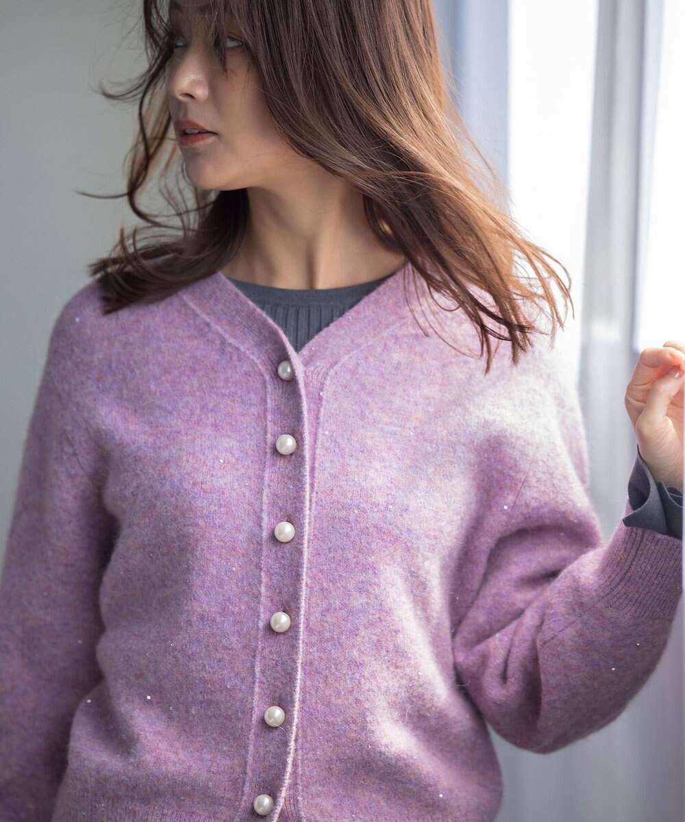 組曲 【人気商品再入荷！】スパンコールヤーン ニットカーディガン 