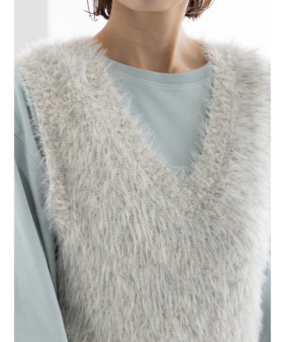 Te chichi シャギーヤーンVネックベスト 