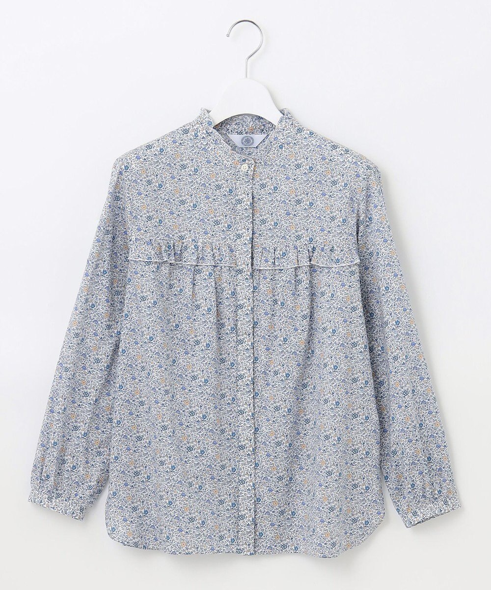 J.PRESS LADIES 【洗える】 LIBERTY Honeydew/Kate&Mil フリルネック ブラウス 