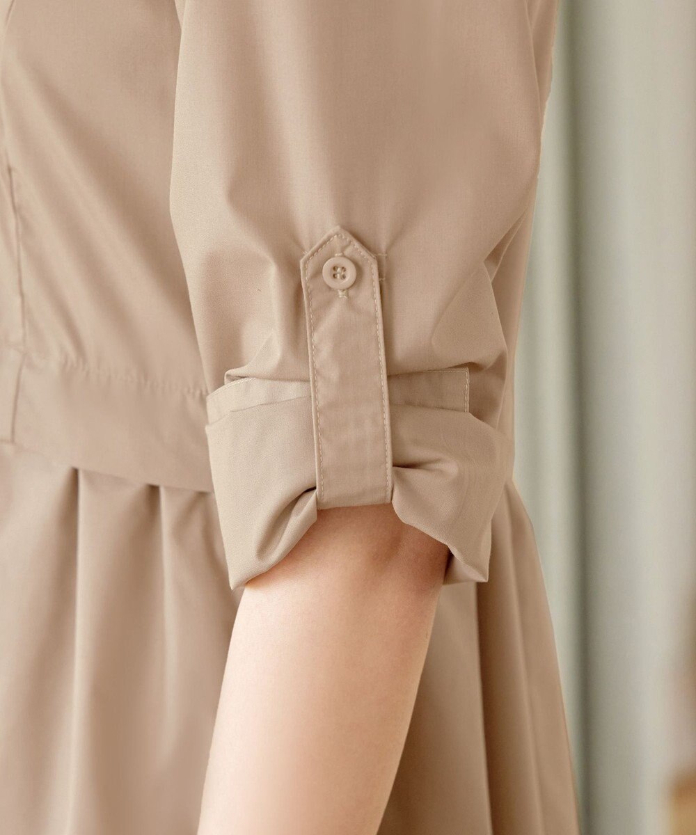 Tiaclasse L 【洗える】パール釦フレアシャツワンピース 