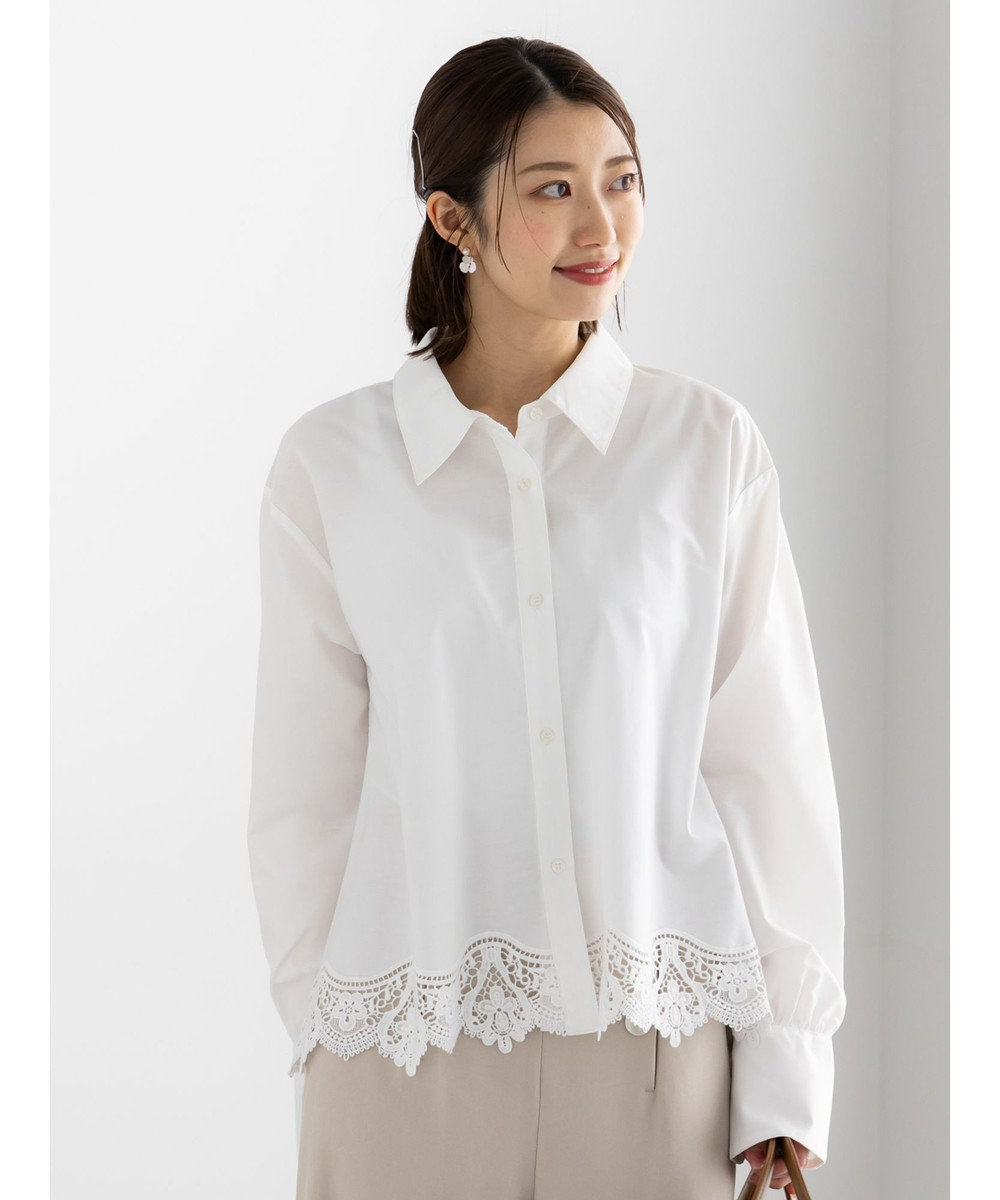 Te chichi スカラップレースヘムクロップトシャツ 