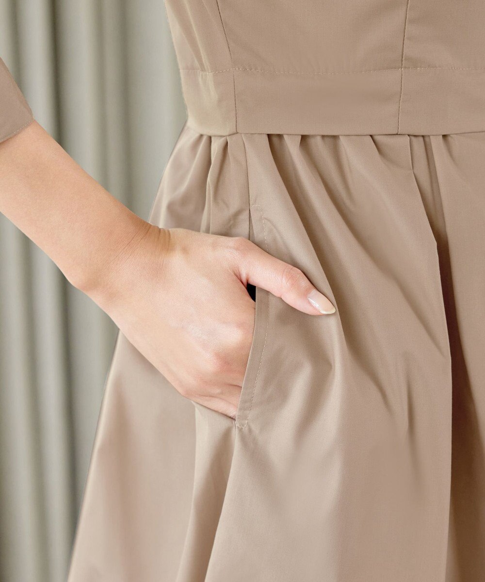 Tiaclasse L 【洗える】パール釦フレアシャツワンピース 