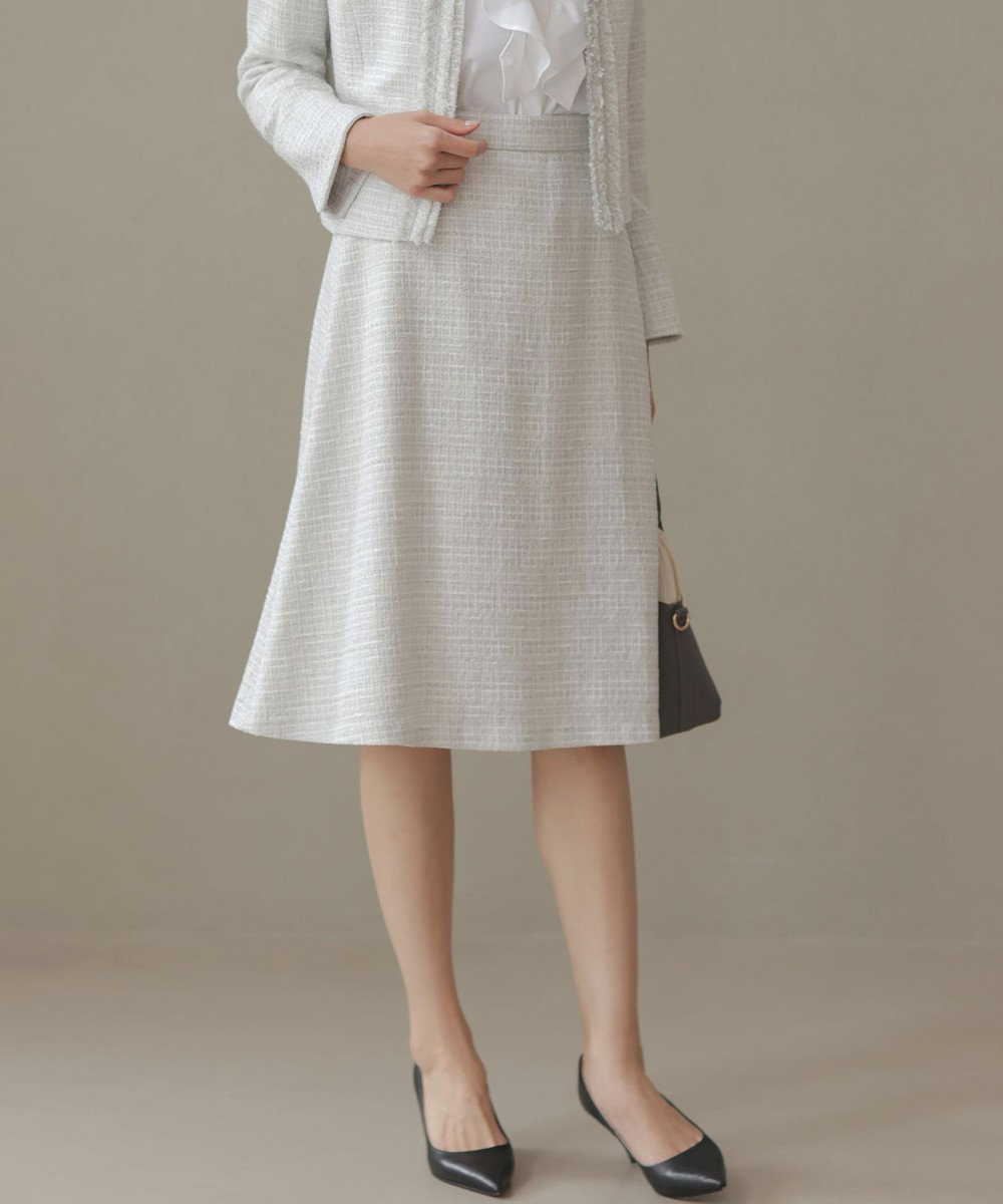 組曲 【KUMIKYOKU NAVY】ラメループモールツイード フレアスカート 
