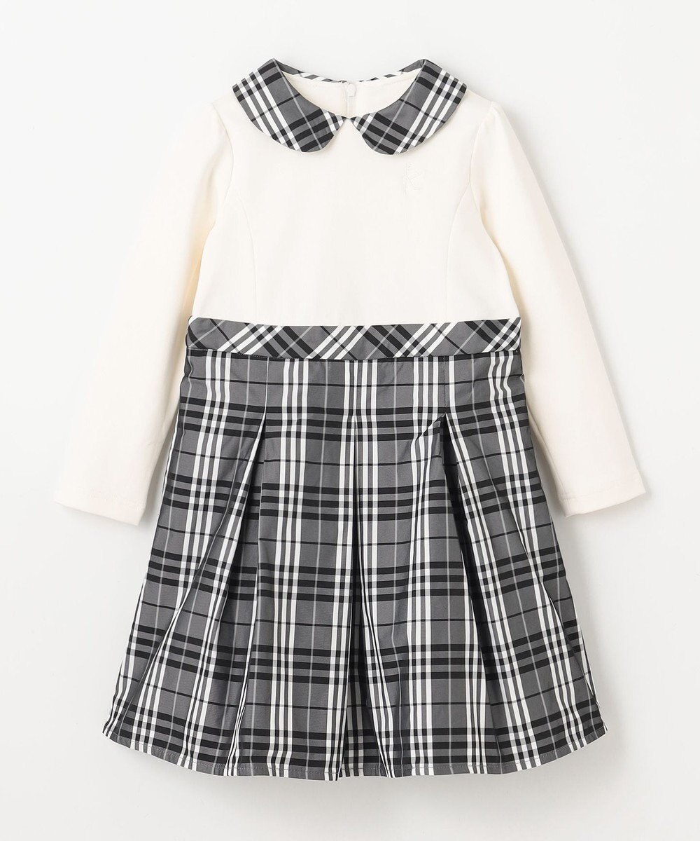 組曲 KIDS 【110-140㎝】チェックタフタドッキング ワンピース 