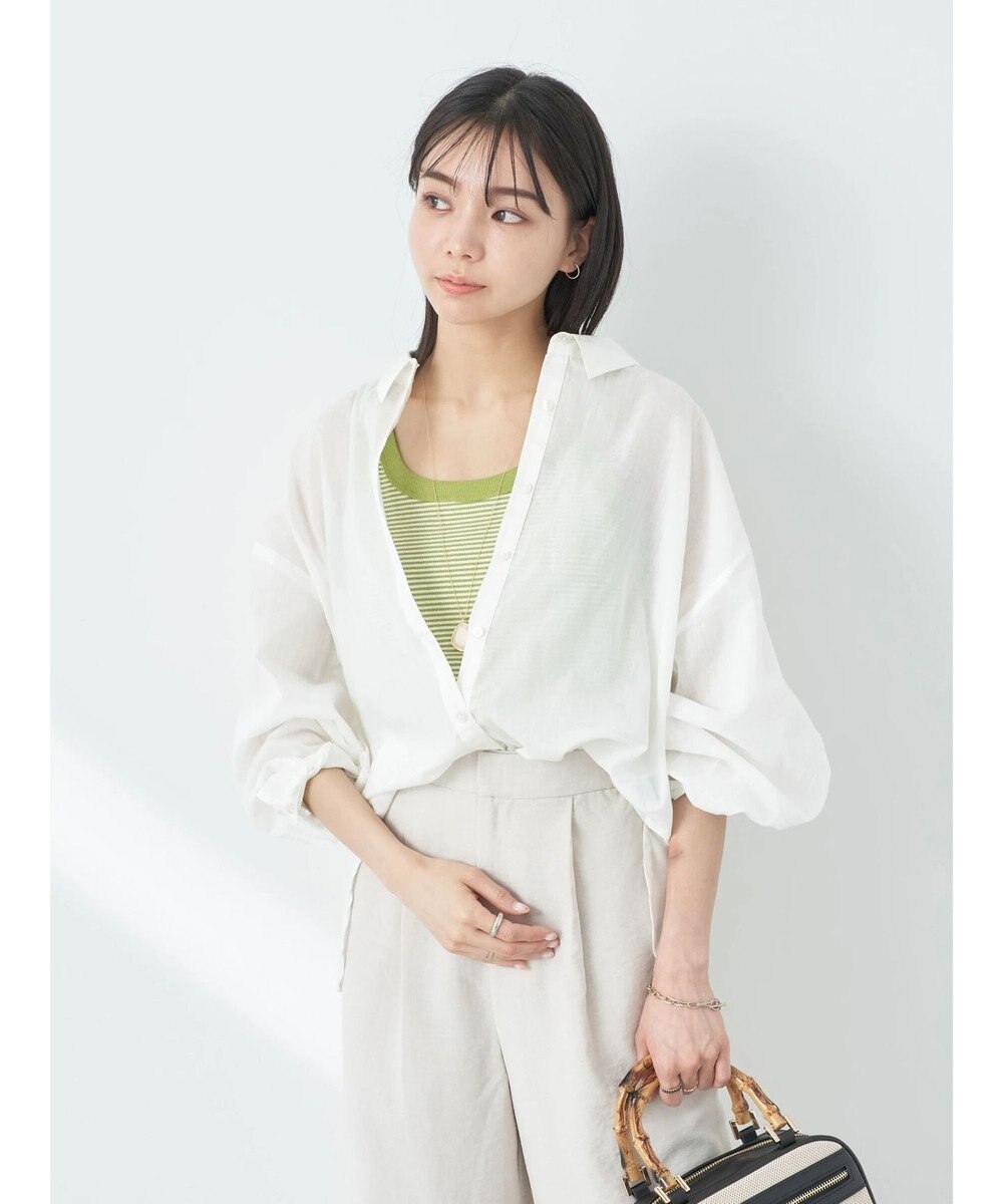 earth music&ecology コットンボイルギャザーシャツ 