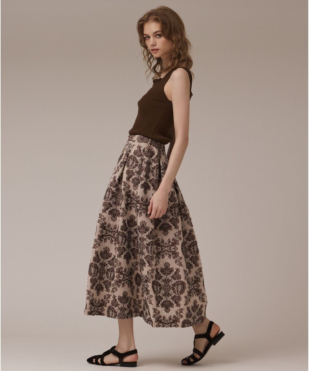 GRACE CONTINENTAL ダマスクジャガードタックスカート 