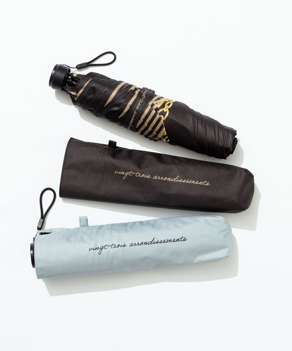 23区 【晴雨兼用/UVカット】ボーダーチェーン柄 折り畳み傘 