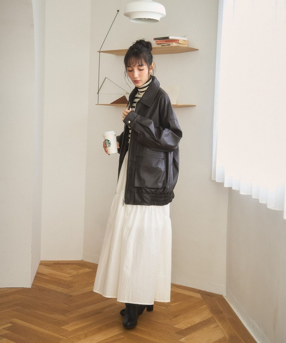 WEGO ヴィンテージライクFレザーブルゾン 