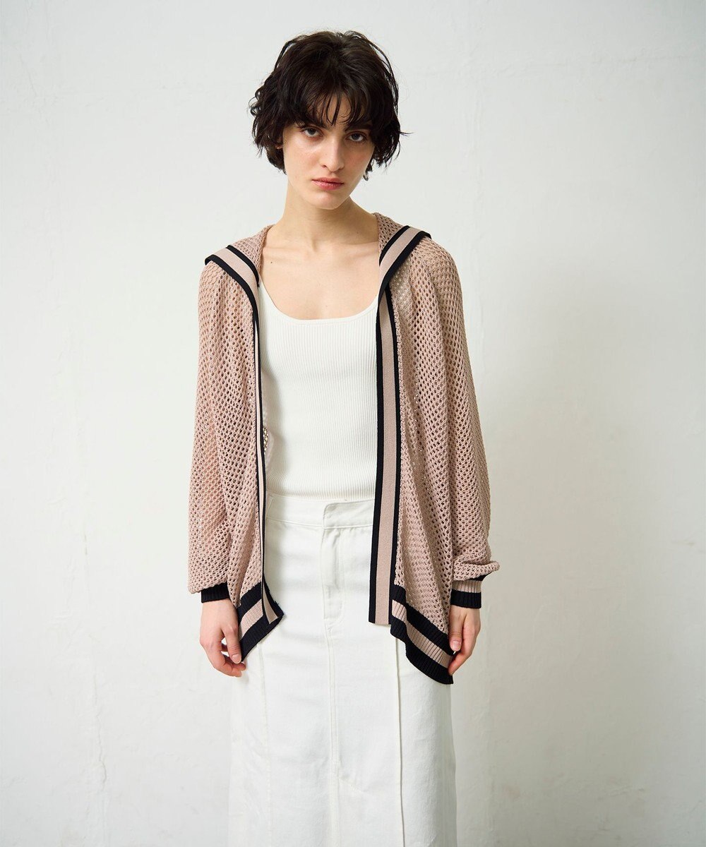 GRACE CONTINENTAL メッシュラインニットフーディ 