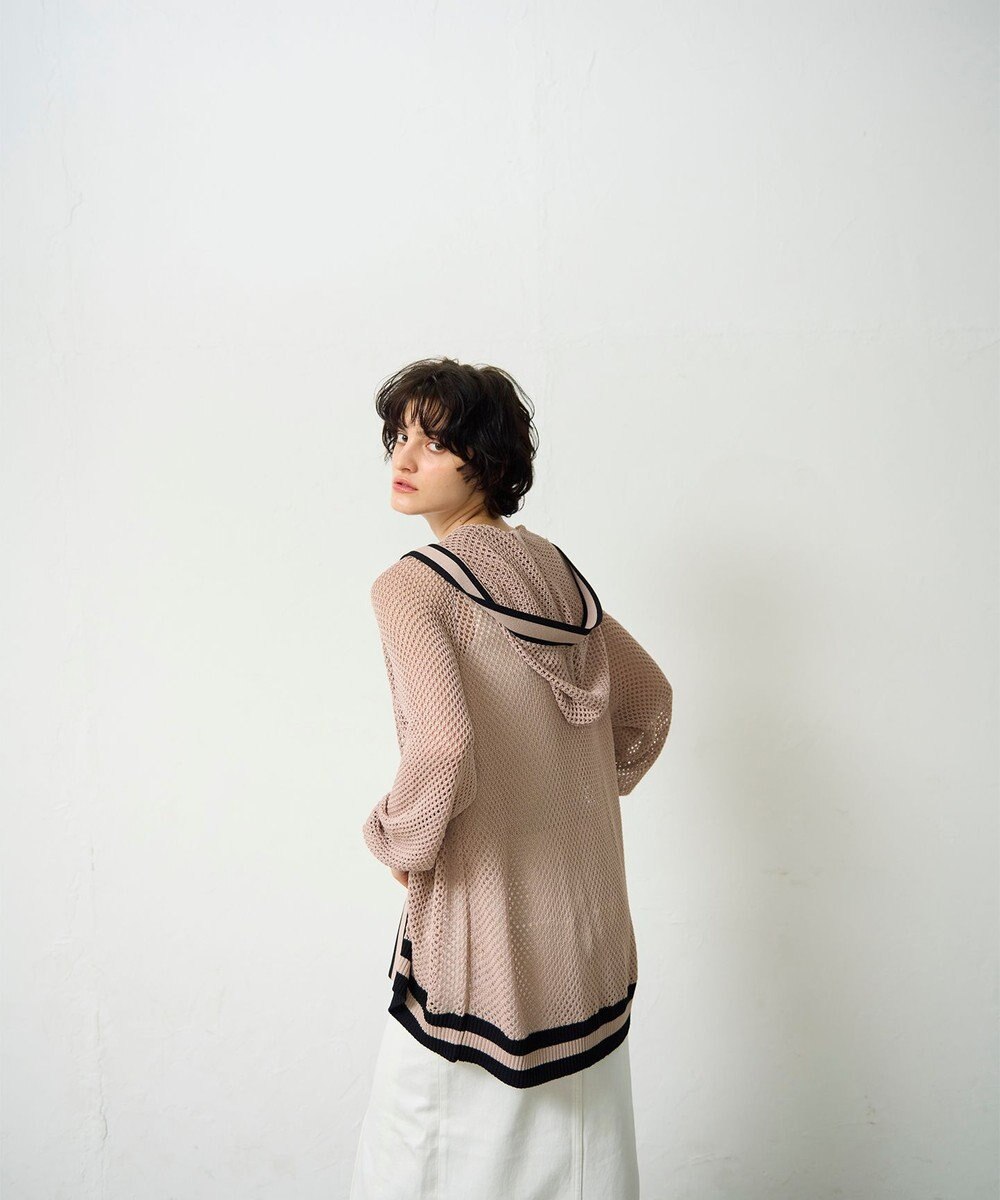 GRACE CONTINENTAL メッシュラインニットフーディ 