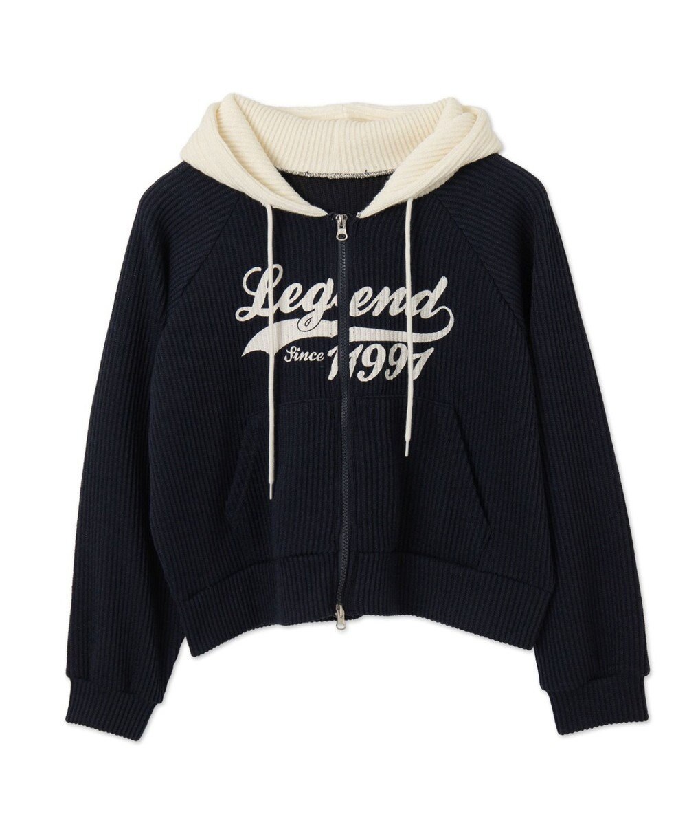 WEGO バイカラーニットジップパーカー 