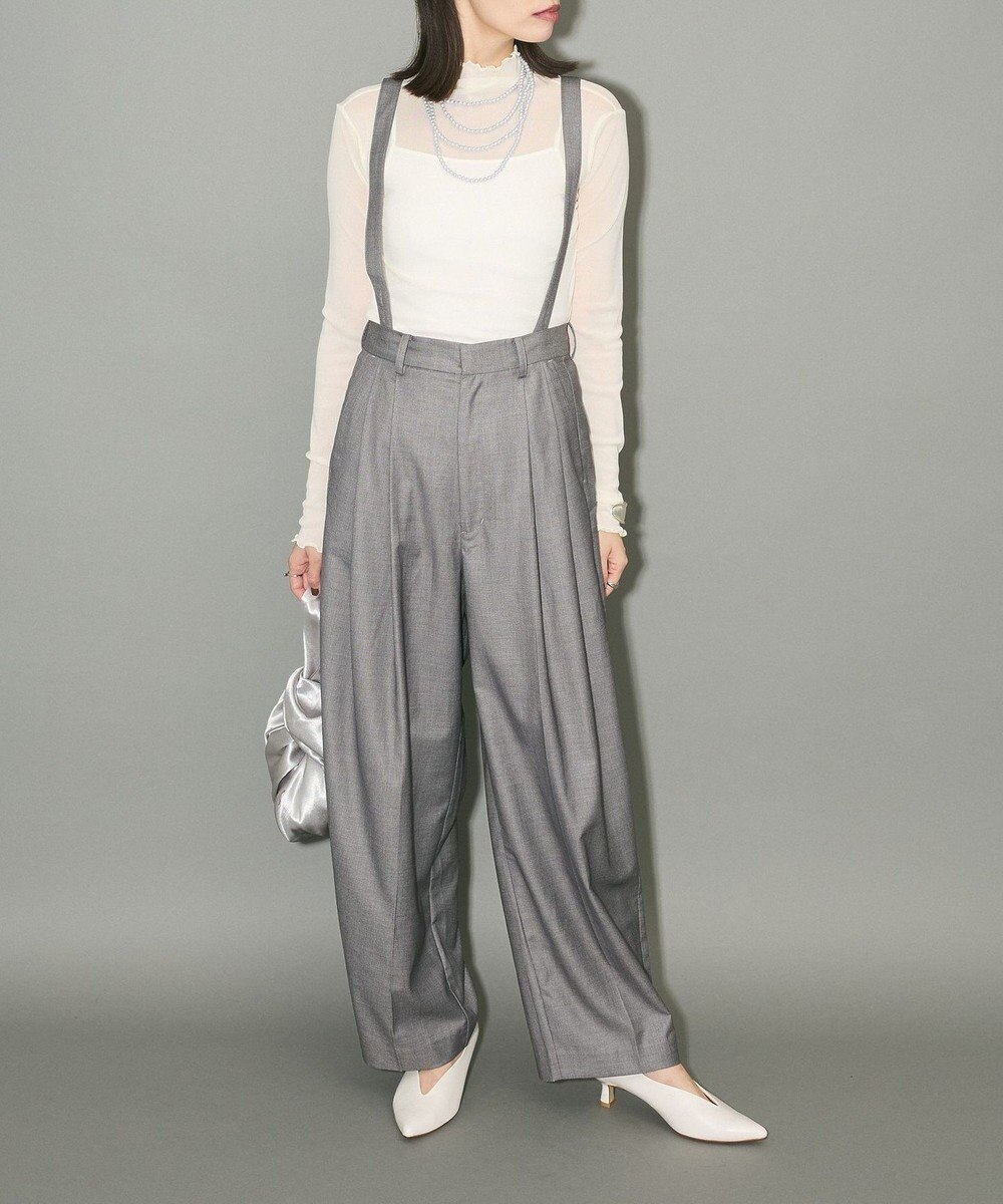 Green Parks サスペンダー付タックパンツ 