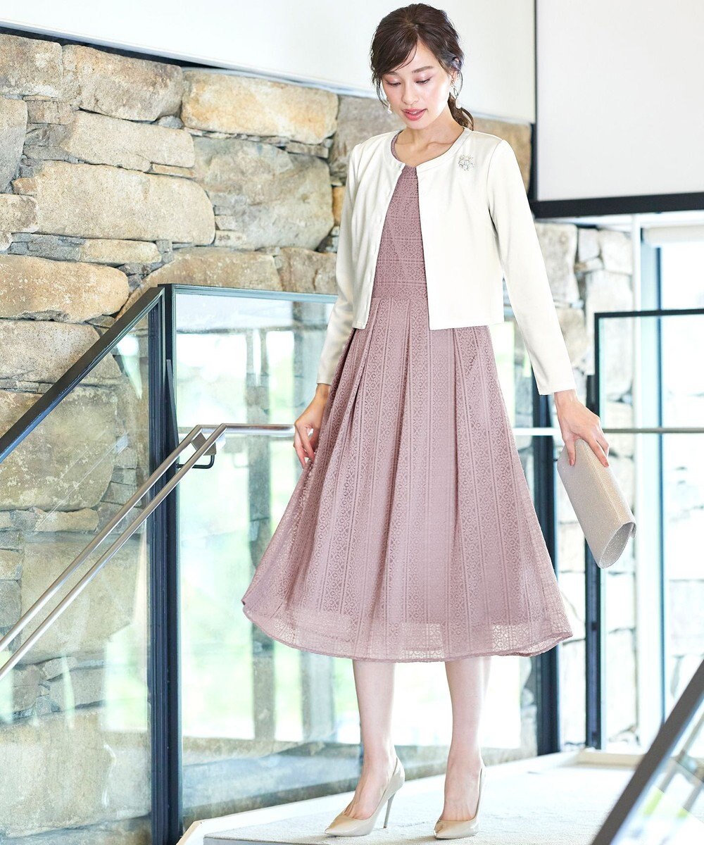 Tiaclasse 【新色追加・洗える】大人上品な総レースワンピース 