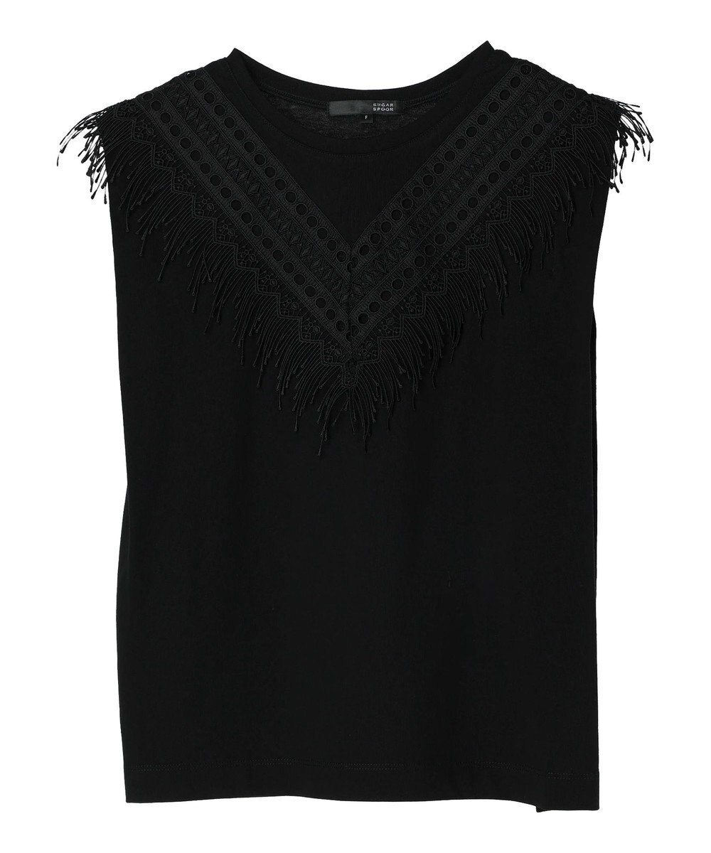 Green Parks ・ＳＵＧＡＲ　ＳＰＯＯＮ　フリンジフレンチＴシャツ 